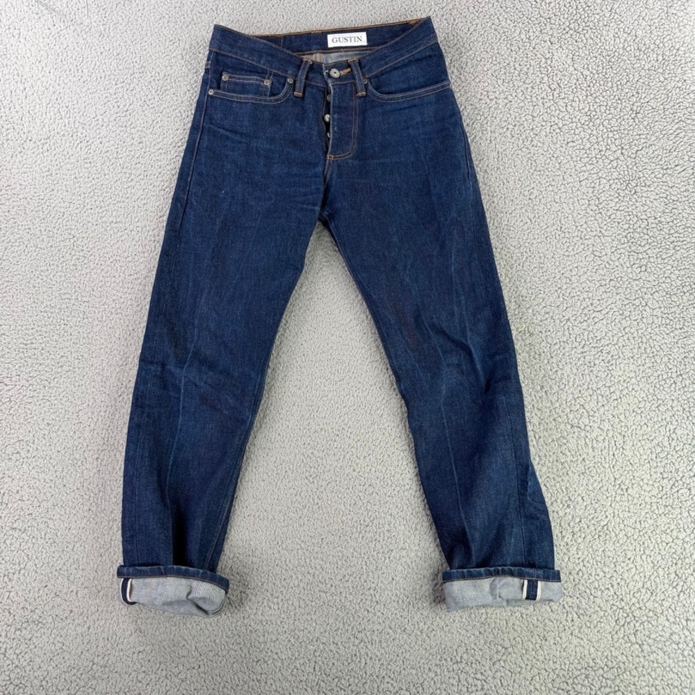 Gustin‎ Jeans  Men 28x28 Blue Selvedge Denim Button Fly California Made in USA